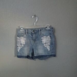 Vigoss Blue and White Jean Shorts Distressed Casual Style Size 16 ( Box HQ )
